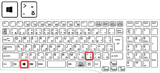 【Windows】キーを押しながら【.】（ピリオド）キーを押す