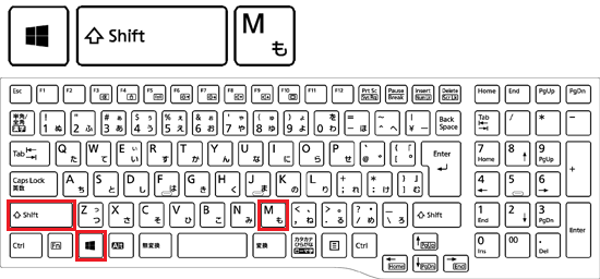 【Windows】キーを押しながら、【Shift】キーと【M】キーを押す