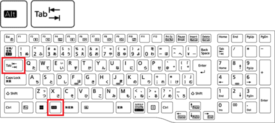【Alt】キーを押したまま【Tab】キーを押す