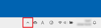 タスクバーの端にある∧（隠れているインジケーターを表示）をクリック
