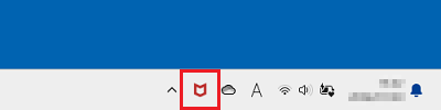 タスクバーの「マカフィーリブセーフ」アイコンを右クリック