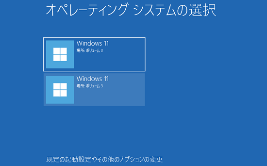 「オペレーティングシステムの選択」の表示例
