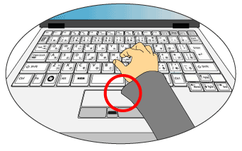 手のひらや服のそで口がフラットポイントに触れる