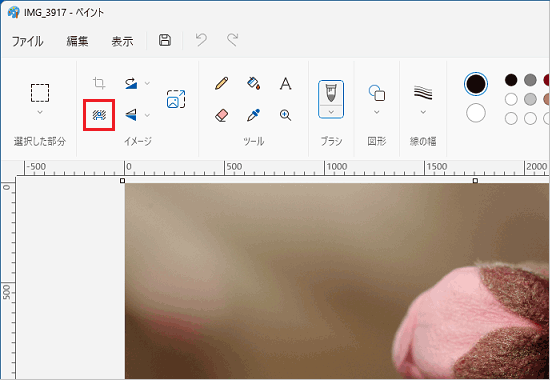 「背景の削除」ボタンをクリック