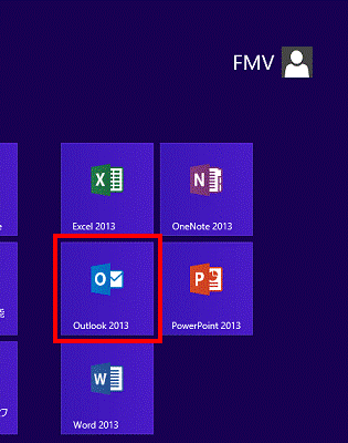 「Outlook 2013」タイルをクリック