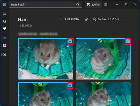 チェックボックスをクリックし、写真を選択