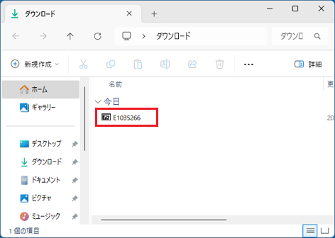 「E1035266」アイコンをダブルクリック
