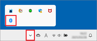 システム トレイ（通知領域）に表示された「Bluetooth デバイス」アイコンの表示例