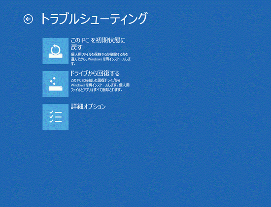 「トラブルシューティング」画面