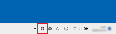 タスクバーのマカフィーアイコンを右クリック
