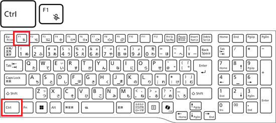 キーボードの【Ctrl】キーを押しながら【F1】キーを押す