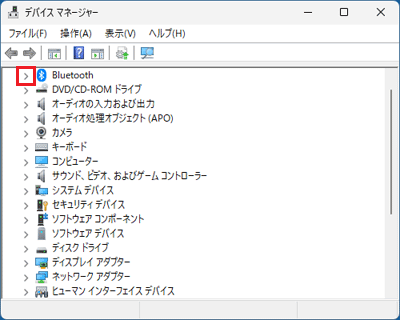 「Bluetooth」の「＞」をクリック