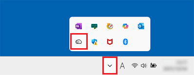 「∧」をクリックして「OneDrive」クリック
