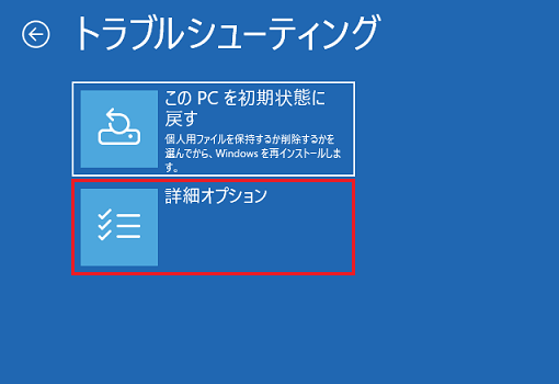 「詳細オプション」をクリック