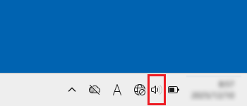 タスクバーの右側にある「スピーカー」アイコンをクリック