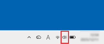 タスクバー右側にある「スピーカー」アイコンをクリック