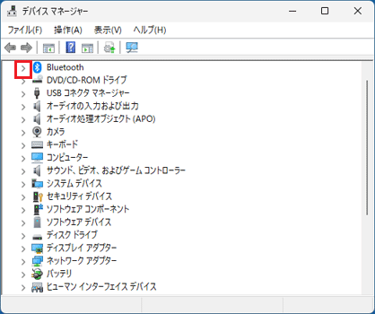 「Bluetooth」の左にある「>」をクリック