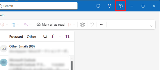 「設定」（歯車のアイコン）をクリック