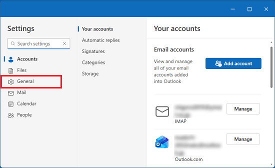 「General」をクリック