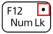 Num Lockキーの右上にランプがあるキーボードの例