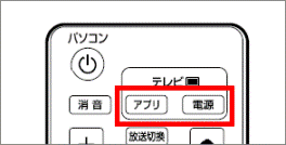 テレビアプリボタンとテレビ電源ボタン