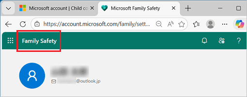 ページ上部にある「Family Safety」の部分をクリック
