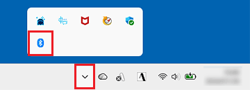 システム トレイ（通知領域）に表示された「Bluetooth デバイス」アイコンの表示例