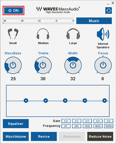 Waves MaxxAudioのオン / オフ