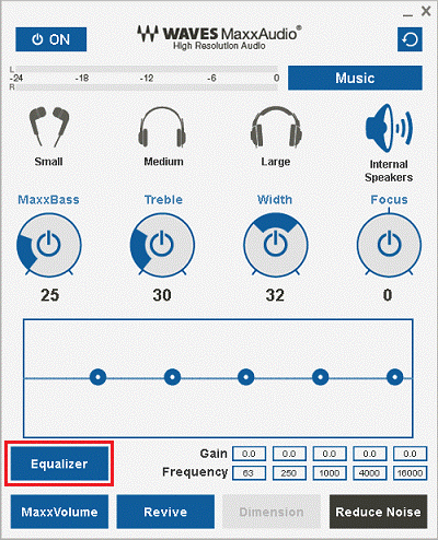 「Equalizer」ボタンをクリック