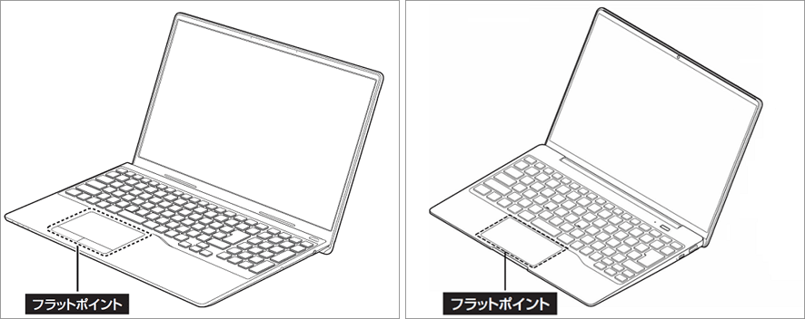 パソコン本体に搭載されたフラットポイントの例