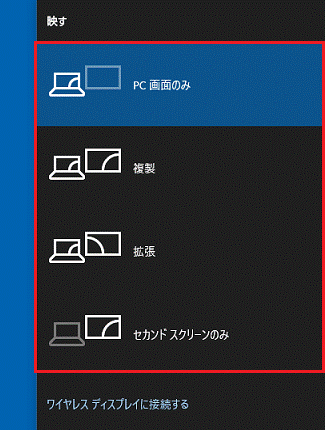 表示するディスプレイをクリック