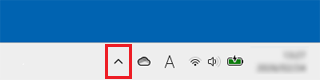タスクバーの端にある「∧」ボタンをクリック