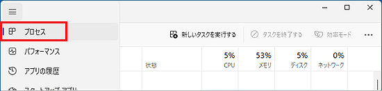 画面左の「プロセス」をクリック