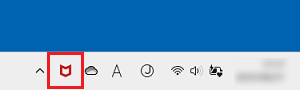タスクバーのマカフィーアイコンを右クリック