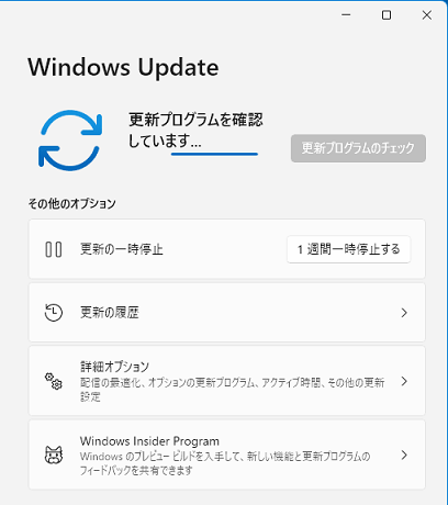 更新プログラムを確認しています...