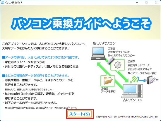 「スタート」ボタンをクリック