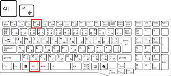 【Alt】キーを押しながら【F4】キーを押す