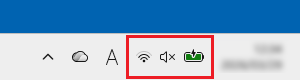 「ネットワーク」、「スピーカー」、「電源（バッテリ搭載機種のみ）」のアイコン