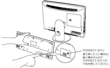 ワイヤレスキーボード裏面の「CONNECT」ボタンを押す