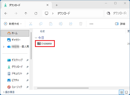 「E1036959」アイコンをダブルクリック
