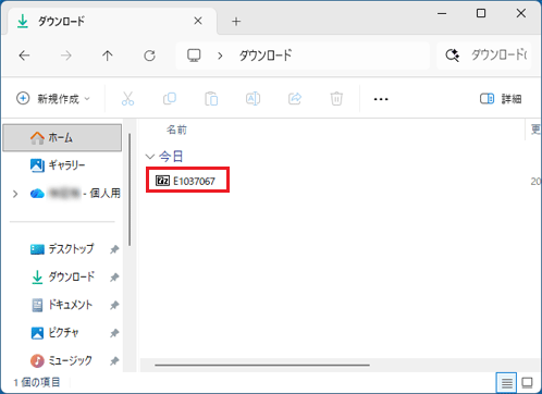 「E1037067」アイコンをダブルクリック