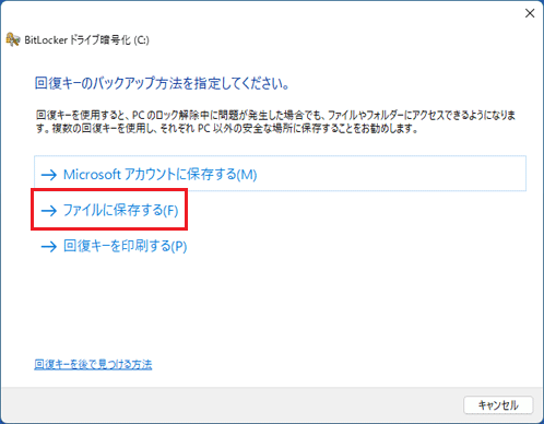 「ファイルに保存する」をクリック