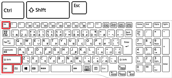 【Ctrl】キーと【Shift】キーを押しながら、【Esc】キーを押します