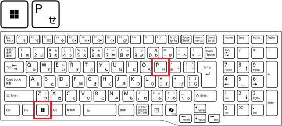 【Windows】キーを押しながら、【P】キーを押す