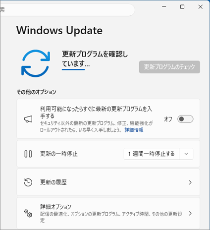 更新プログラムを確認しています...