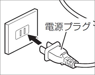 パソコンの電源プラグをコンセントに差し込む