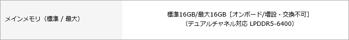 増設・交換ができない機種の仕様の例