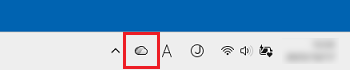 タスクバーの端にある「OneDrive」のアイコンをクリック