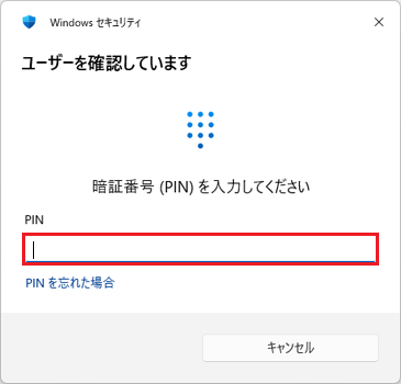 入力欄にPINを入力
