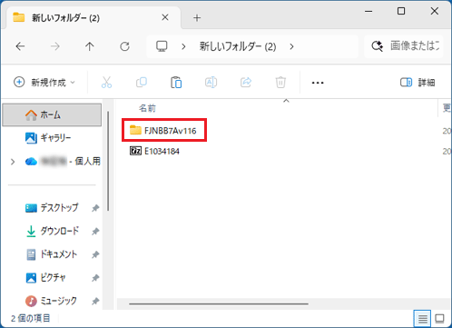 コピーされたファイルをダブルクリック→フォルダーやファイルの展開を確認